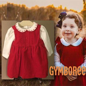 GYMBOREE Red Corduroy Jumper Set Dress  |  3-6M